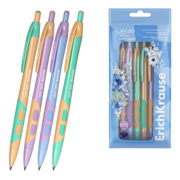 Набор из 8 ручек шариковых автоматических ErichKrause XR-30 Matic&Grip Pastel Bloom 0.7, цвет чернил