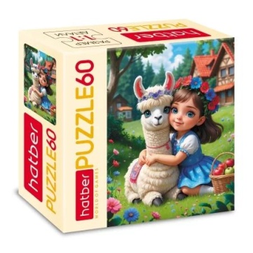 Пазлы   60 элементов  165*230мм.  "Девочка с ламой"