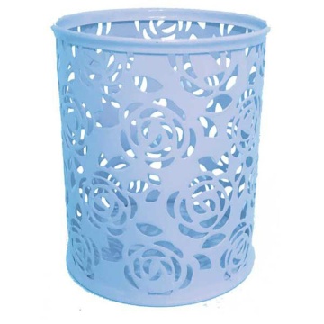 Подставка для пиш.принадлежностей. Мелаллическая, ажурная. 8,3*8,3*9,7 см. Голубая