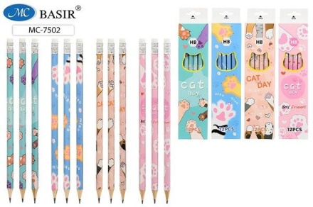 Карандаш Лапки деревянный, HB, с ластиком