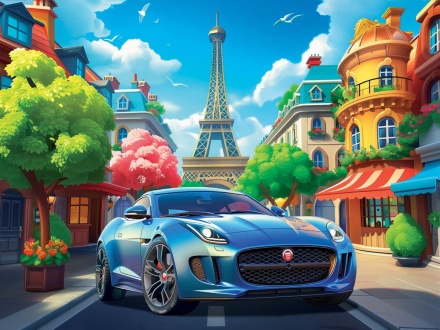 Пазлы  160 элементов 270*330см "Автомобиль в Париже"