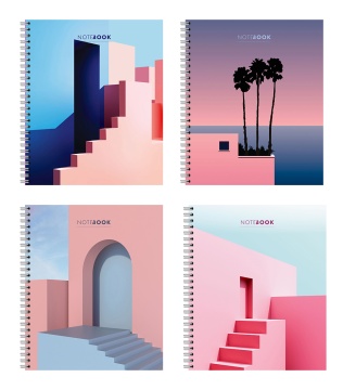 Тетрадь А5 80л кл. гребень ПЗБМ "Лестница в небо" софт-тач, белизна 100%