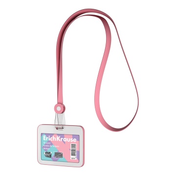Бейдж горизонтальный в комплекте с силиконовой лентой ErichKrause Pastel, книжка, размер вставки 85х