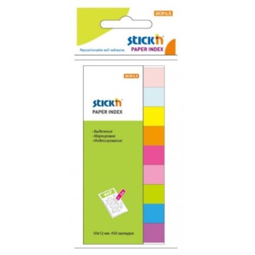 Закладки с липким краем (50*12мм) 9цв., по 50л европодвес