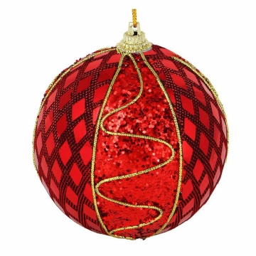 Ёлочный шар  8 см, пластик, бордо с блестками