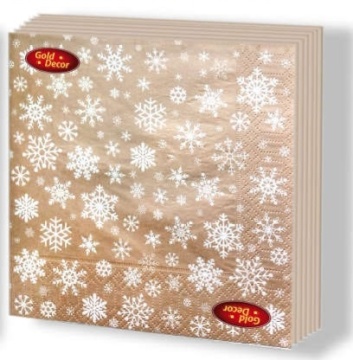 Салфетка Gold decor "НГ Рождественские снежинки" 33*33см, 20 шт., 3-х слойная