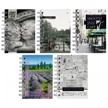 Блокнот А6 160л гребень "Ассорти" клетка