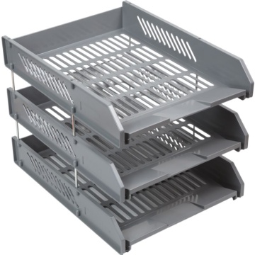 Лоток д\бумаг гориз. 3-х секционный, серый