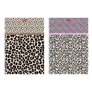 Тетрадь А4 80л кл. гребень Hatber "LEO-принт" перф., тисн., 2диз.в блоке