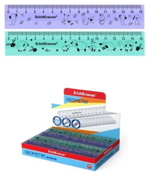 Линейка 15 см непрозр.,  ассорти