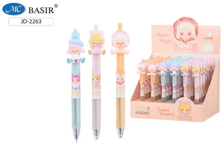 Ручка автоматич. "MOON NIGHT"; цв.корпус с рисунком, клип с насадкой-кукла, 0,5 mm. Синяя