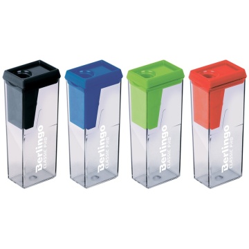 Точилка пластиковая Berlingo "Classic Pro" 1 отверстие, контейнер, ассорти(266924)