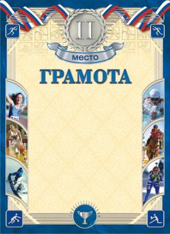Грамота спортивная 2 место А4, 190 гр/м2