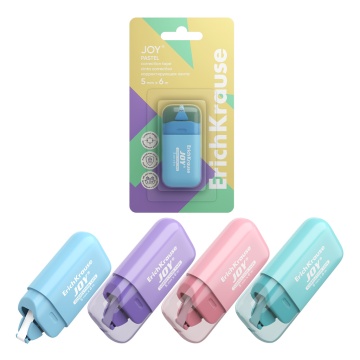 Корректирующая лента ErichKrause JOY Pastel, 5мм х 6м, ассорти (в блистере по 1 шт.)