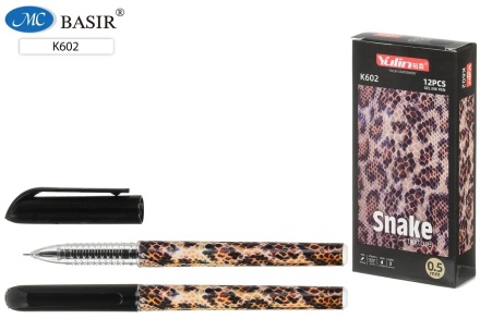 Ручка гелевая : "Snake texture"; игольчатый наконечник . чёрный 0,5