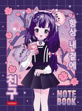 Книжка записная А6 48л клетка тв ламин "Неко-Тян_аниме"