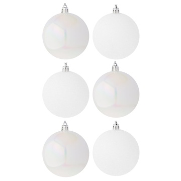 Набор елочных шаров 8 см, 6 шт., белый, пластик