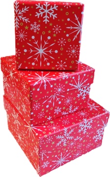 Набор подарочных коробок 3в1 "Снежинки" 9*9*6, 11*11*7, 13.5*13.5*8см