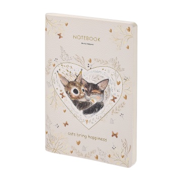 Записная книжка А6  60л. кож.зам., мягк.пер. "Love me. Котики приносят счастье" лин.