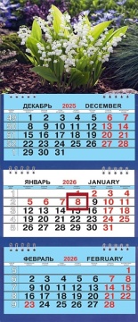 Календарь Трио Малый 200*470мм на 2026г. Ландыши