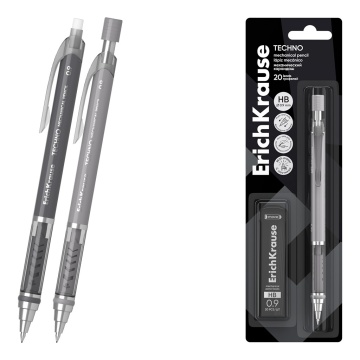 Набор из 1 механического карандаша ErichKrause Techno, с автоматической подачей грифеля, и 20 грифел