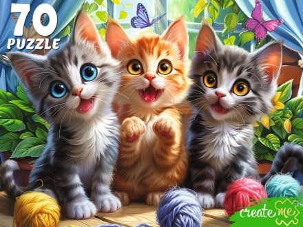 Пазлы   70 элементов  237*330мм. "Три котенка с клубком"