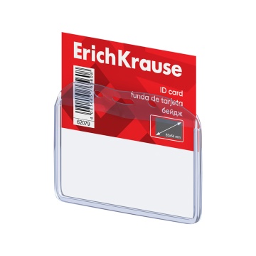 Бейдж горизонтальный в комплекте с лентой ErichKrause размер вставки 85х54 мм, прозрачный, цвет лент