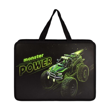 Папка для тетрадей А4 с ручками. Пластик. МОНСТР-ТРАК. 34х25х9.5 см, 1 отделение, молния.