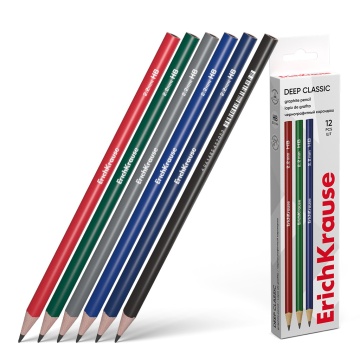 Чернографитный карандаш ErichKrause Deep Classic triangular, трехгранный, HB (в коробке по 12 шт.)
