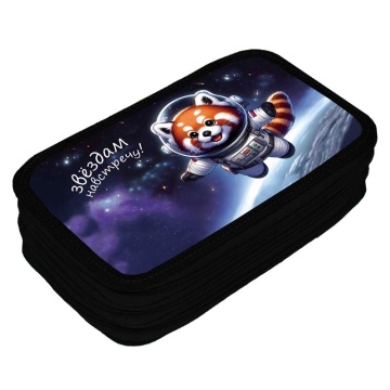 Пенал 3 отд. (205*125*55) молния, лам.картон "Звёздам навстречу", Софт-тач