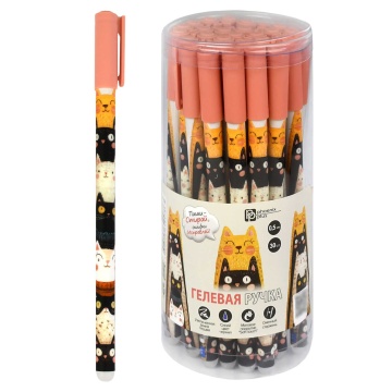 Ручка гелевая стираемая Феникс+ "Веселые коты" синяя, 0,5мм