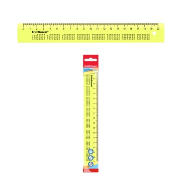 Линейка с таблицей умножения пластиковая ErichKrause Neon, 20см, желтая, во флоупаке