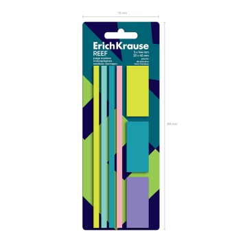 Клейкие закладки пластиковые ErichKrause Reef, 5х144 мм, 20х45 мм, 140 листов, 5 цветов