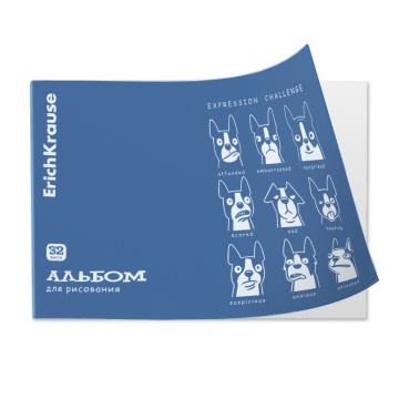 Альбом для рисования на скобе c пластиковой обложкой ErichKrause Emotions, Ice Metallic синий, А4, 3