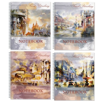 Тетрадь А5 48л кл. гребень Полином "Lights of Petersburg", БЕЗ ПОЛЕЙ