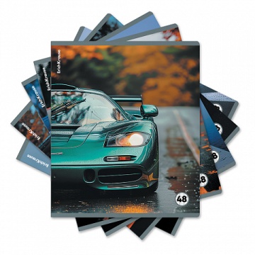 Тетрадь 48л клетка пластик "Rain Drive" ассорти (5диз)