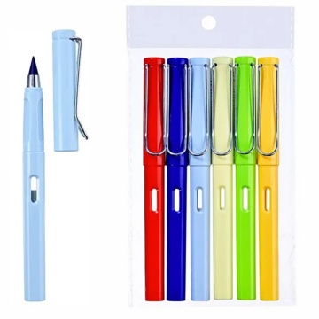 Карандаши вечные. Набор 6 шт. 6 цв. С ластиком внутри корпуса