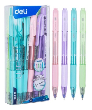 Ручка шар. Deli X-tream автомат, синяя, 0,7мм, рез.манжета