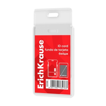 Бейдж вертикальный в комплекте с лентой ErichKrause слайдер, размер вставки 54х86 мм, ассорти, в пак