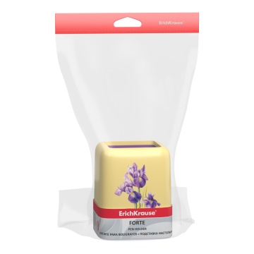 Подставка настольная пластиковая ErichKrause Forte, Iris, желтая с фиолетовой вставкой