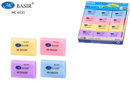 Ластик "ЯРКИЙ". 4*2,8 см. Цветной, прямоугольный. Ассорти