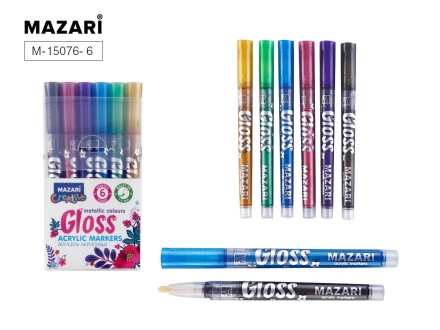 Набор маркеров-красок с эффектом "металлик"  6цв. GLOSS, 1,0-2,0мм