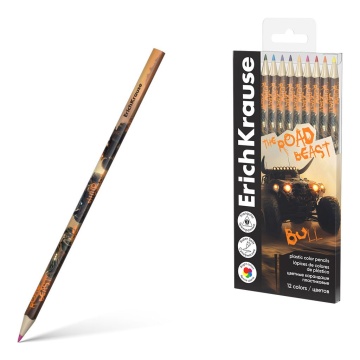 Карандаши цвет. 12цв Erich Krause Road Beast, пласт., трехгранные