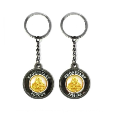 Брелок металл 11см "Кронштадт. Морской Никольский Собор" черный жемчуг