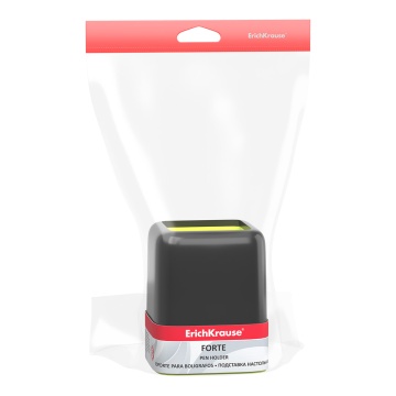 Подставка настольная пластиковая ErichKrause Форте, Акцент, черная с желтой вставкой