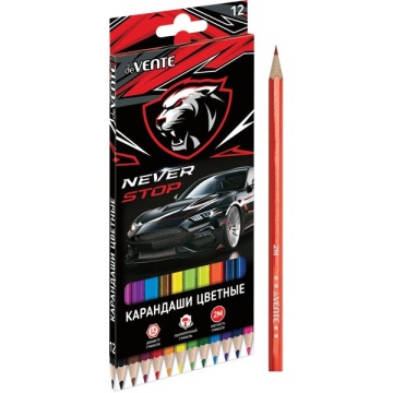 Карандаши цвет. 12цв deVENTE Never Stop  2М, шестигранные