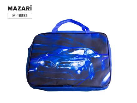 Папка для тетрадей. А4. BLUE CAR. 335*260*60 мм, с ручками, ткань с печатью