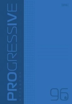 Тетрадь А4 96л кл. скоба Hatber пласт.обл. "PROGRESSIVE. Синяя" белизна 100%