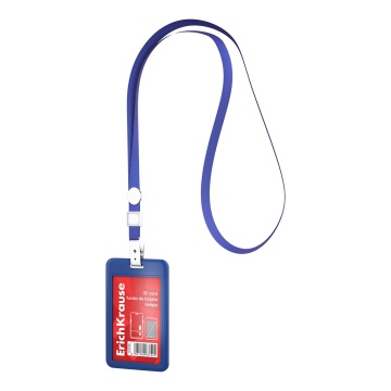 Бейдж вертикальный в комплекте с лентой ErichKrause слайдер, твердый пластик ABC, размер вставки 54х