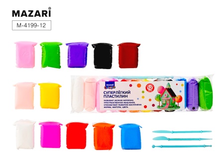 Пластилин супер легкий  12цв*13гр, 3 стека